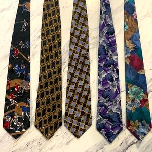 Mens tie collection 5 ties various colors